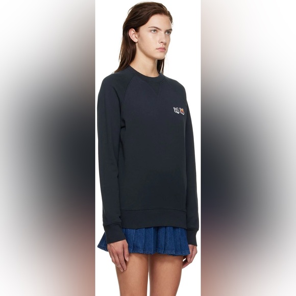 NWT MAISON KITSUNÉ Black Double Fox Head Sweatshirt size S - Picture 3 of 14